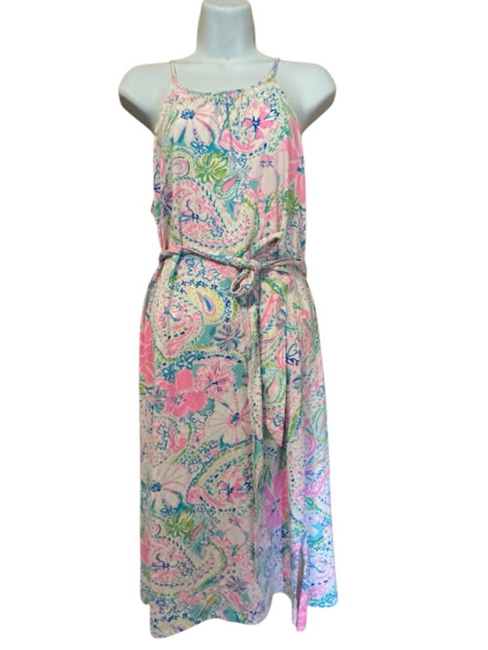 Lilly Pulitzer Mabry Paisley Print Cotton Maxi Dress with Tie Waist -Size Large - Picture 8 of 8